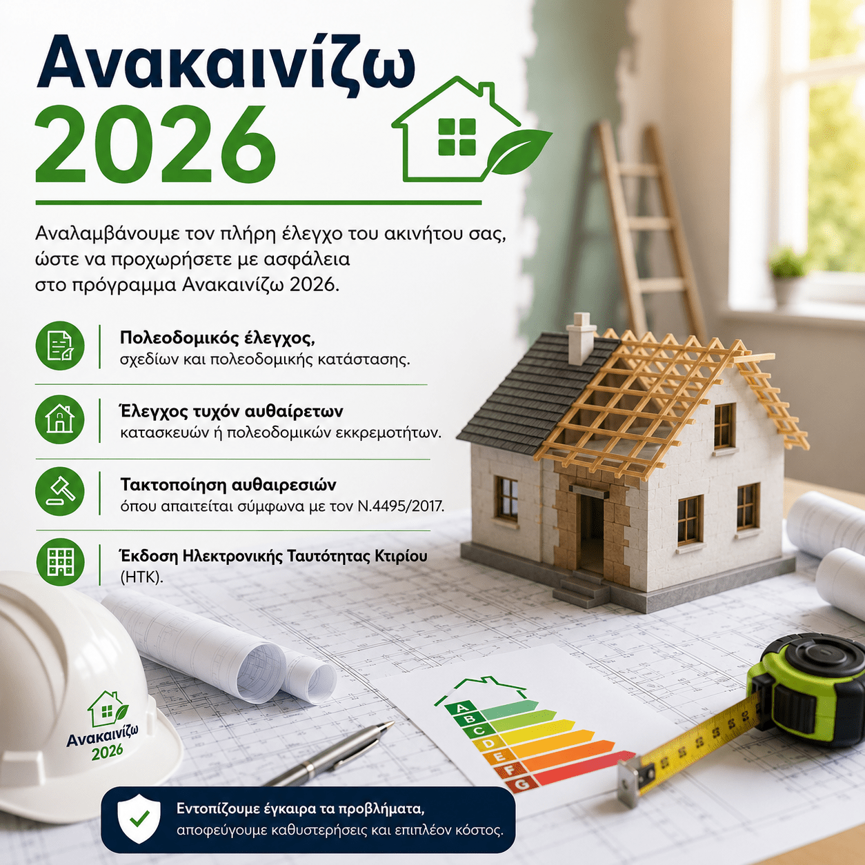 Ανακαινίζω 2026 - Πολεοδομικός έλεγχος, τακτοποίηση αυθαιρεσιών και έκδοση Ηλεκτρονικής Ταυτότητας Κτιρίου